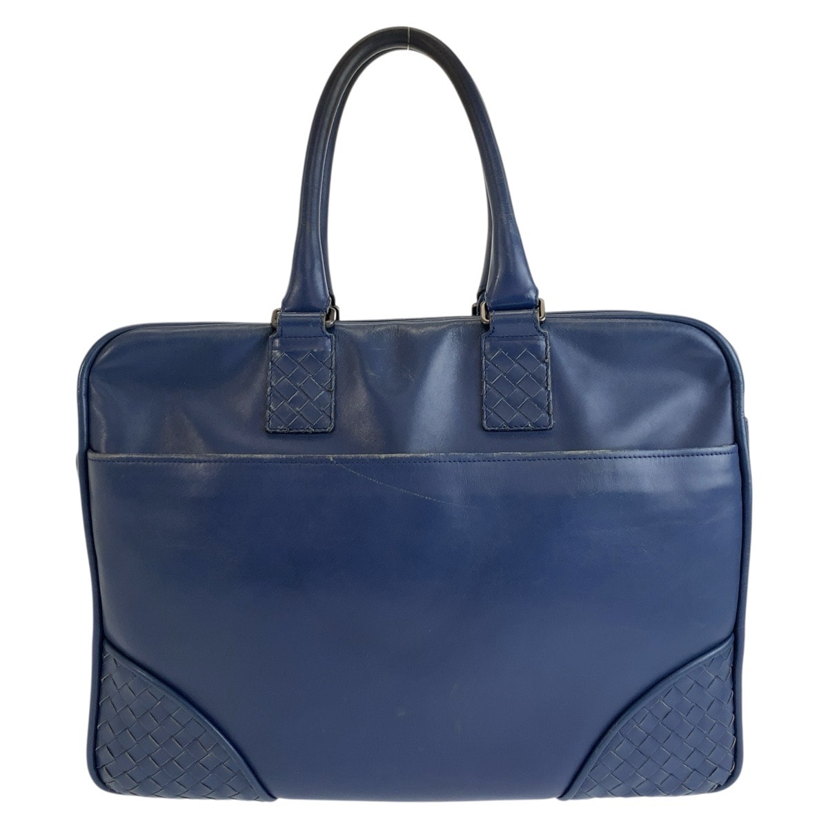 BOTTEGAVENETA ボッテガヴェネタ イントレチャート ネイビー レザー ビジネスバッグ ブリーフケース 1-0295076 【中古】