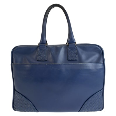 BOTTEGAVENETA ボッテガヴェネタ イントレチャート ネイビー レザー ビジネスバッグ ブリーフケース 1-0295076 【中古】