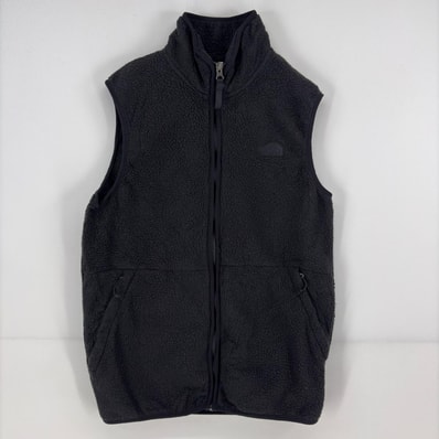 古着 ザ・ノースフェイス THE NORTH FACE ベスト フリース ロゴ フルジップ ボア ワンポイント S ブラック メンズ