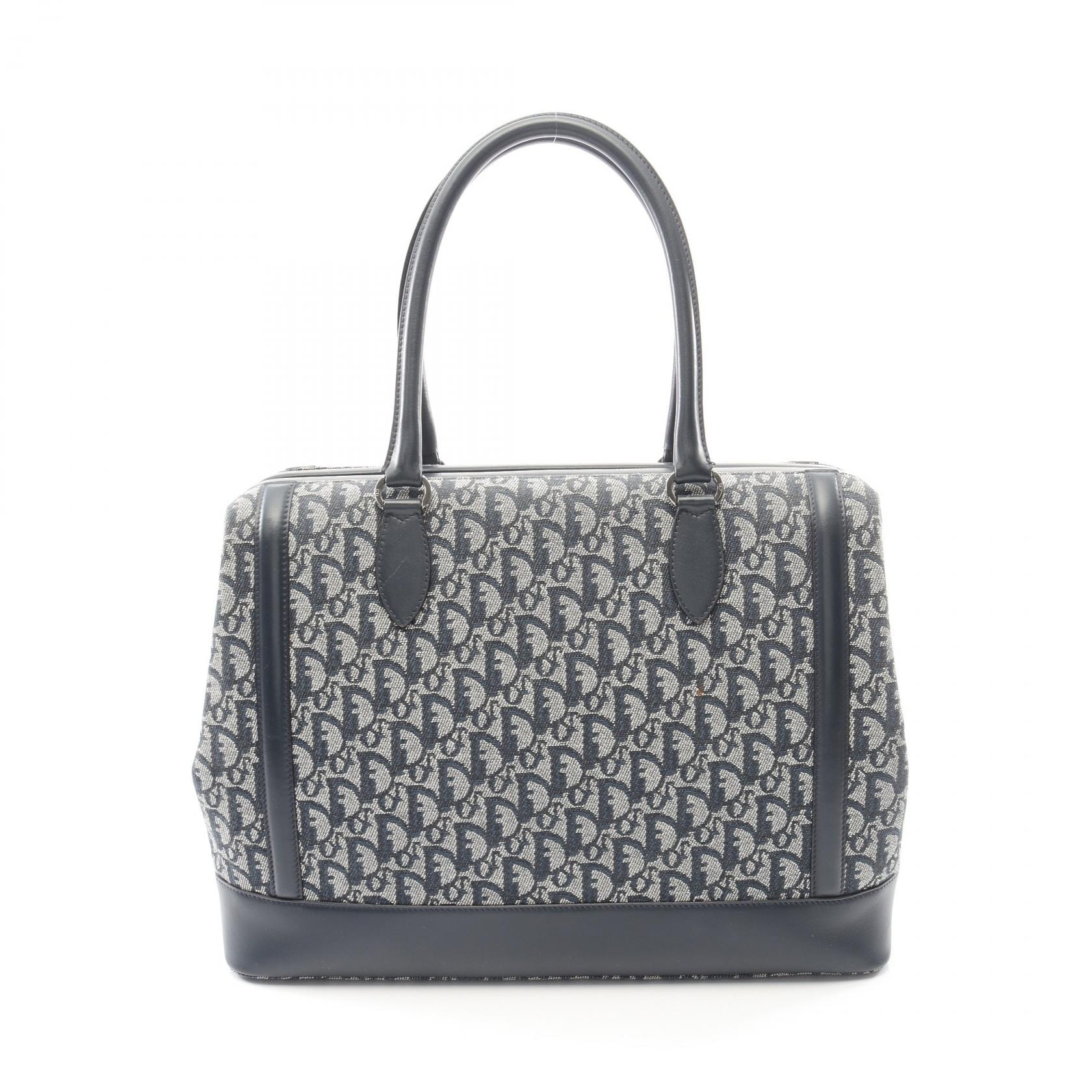 ディオール Dior トロッター ドクターズバッグ ハンドバッグ バッグ キャンバス レザー レディース ネイビー系 【中古】