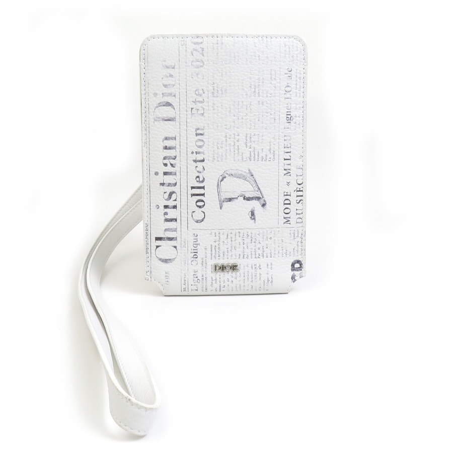 クリスチャンディオール Christian Dior スマートフォンケース フォンケース フォンホルダー レザー ホワイト ユニセックス【中古】 h30634j