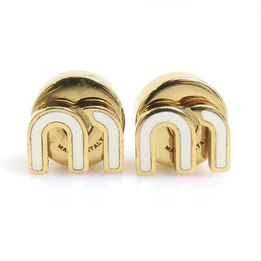 ミュウミュウ MIUMIU ピアス メタル ホワイト/ゴールド レディース【中古】 r11445k