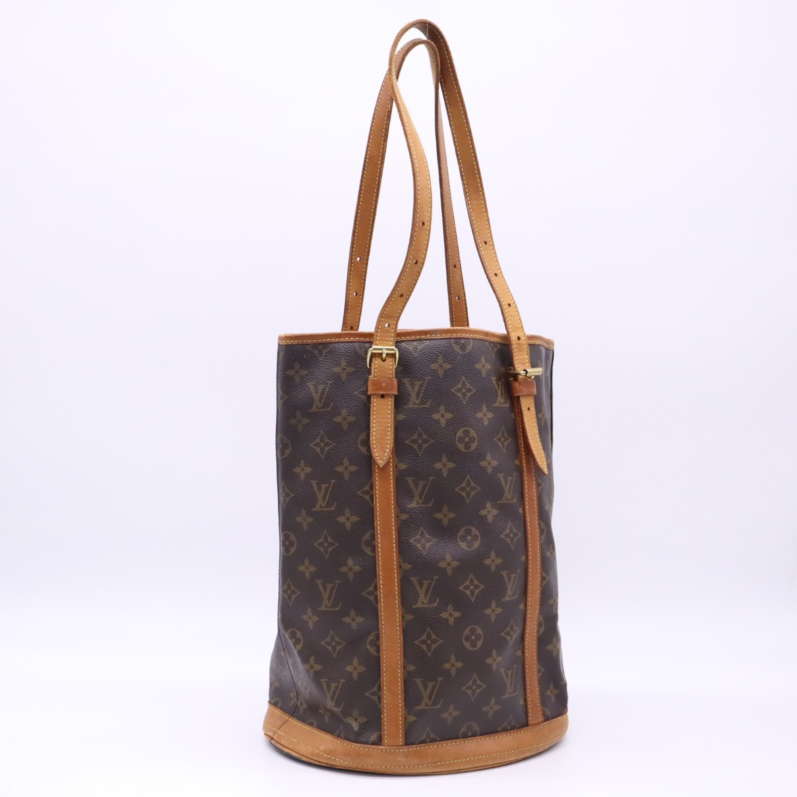 LOUIS VUITTON ルイ・ヴィトン モノグラム バケットGM M42236 ハンドバッグ ブラウン ベージュ コーティングキャンバス レザー レディース