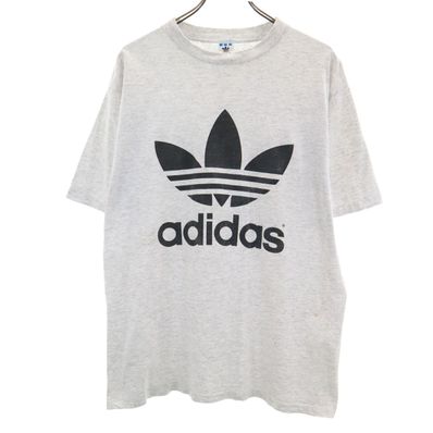 adidas アディダス 90s USA製 オールド トレフォイルロゴ 半袖 Tシャツ M グレー