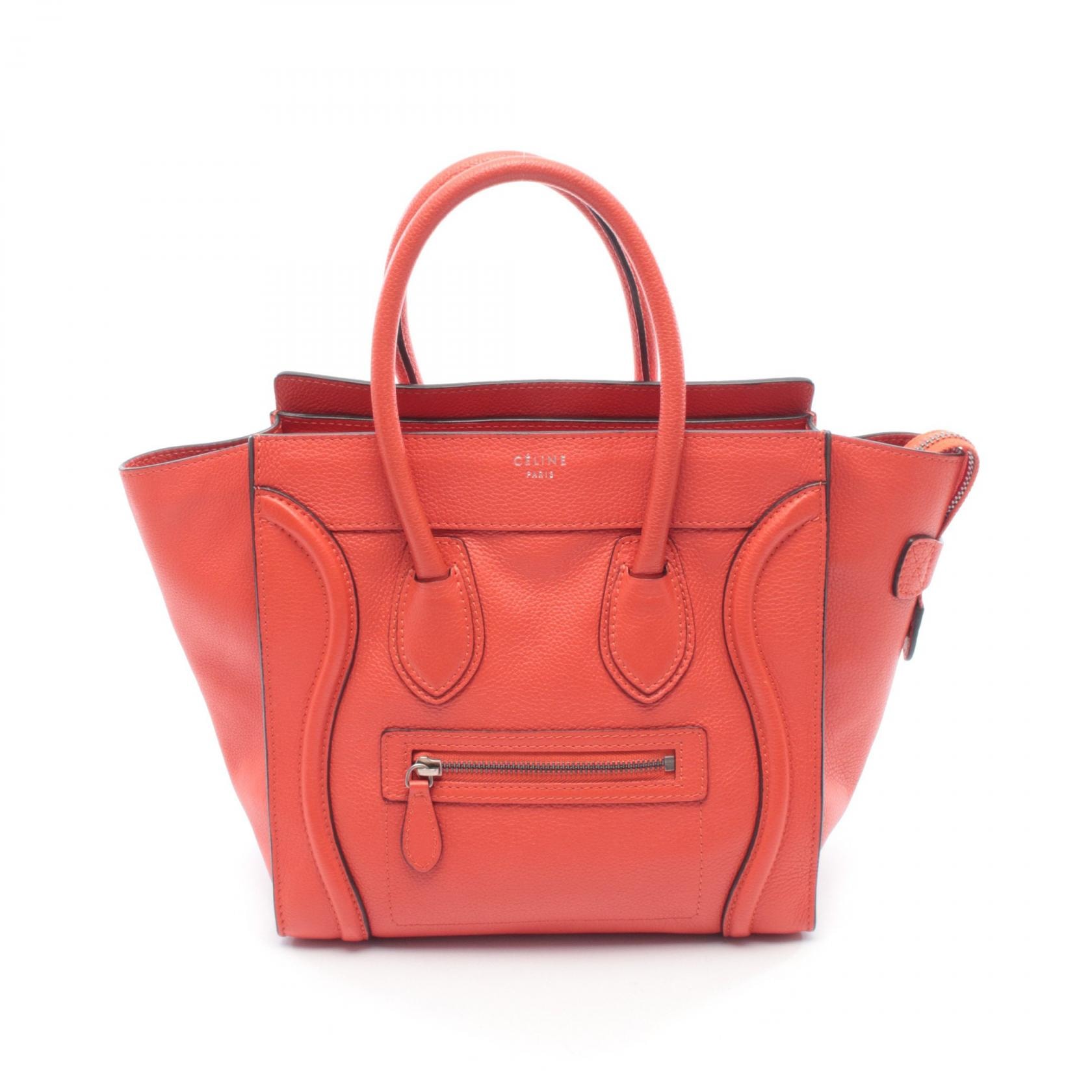 セリーヌ CELINE ラゲージ マイクロショッパー トートバッグ バッグ レザー レディース レッド系 【中古】