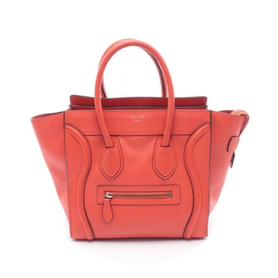 セリーヌ CELINE ラゲージ マイクロショッパー トートバッグ バッグ レザー レディース レッド系 【中古】