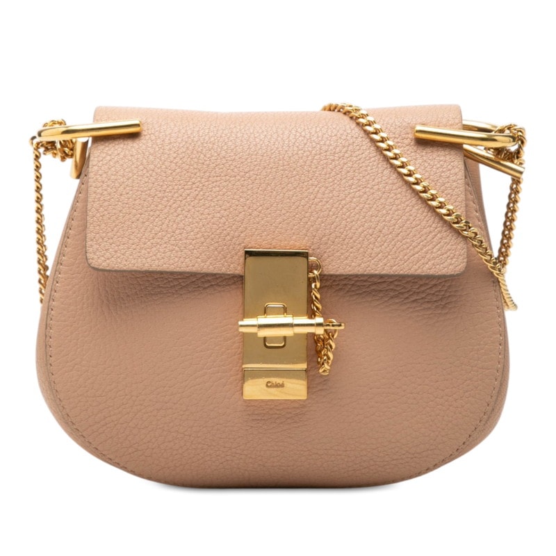 クロエ ドリュー 斜めかけ チェーン ショルダーバッグ 01165765 ピンク ゴールド レザー レディース Chloe 【中古】