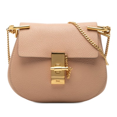 クロエ ドリュー 斜めかけ チェーン ショルダーバッグ 01165765 ピンク ゴールド レザー レディース Chloe 【中古】