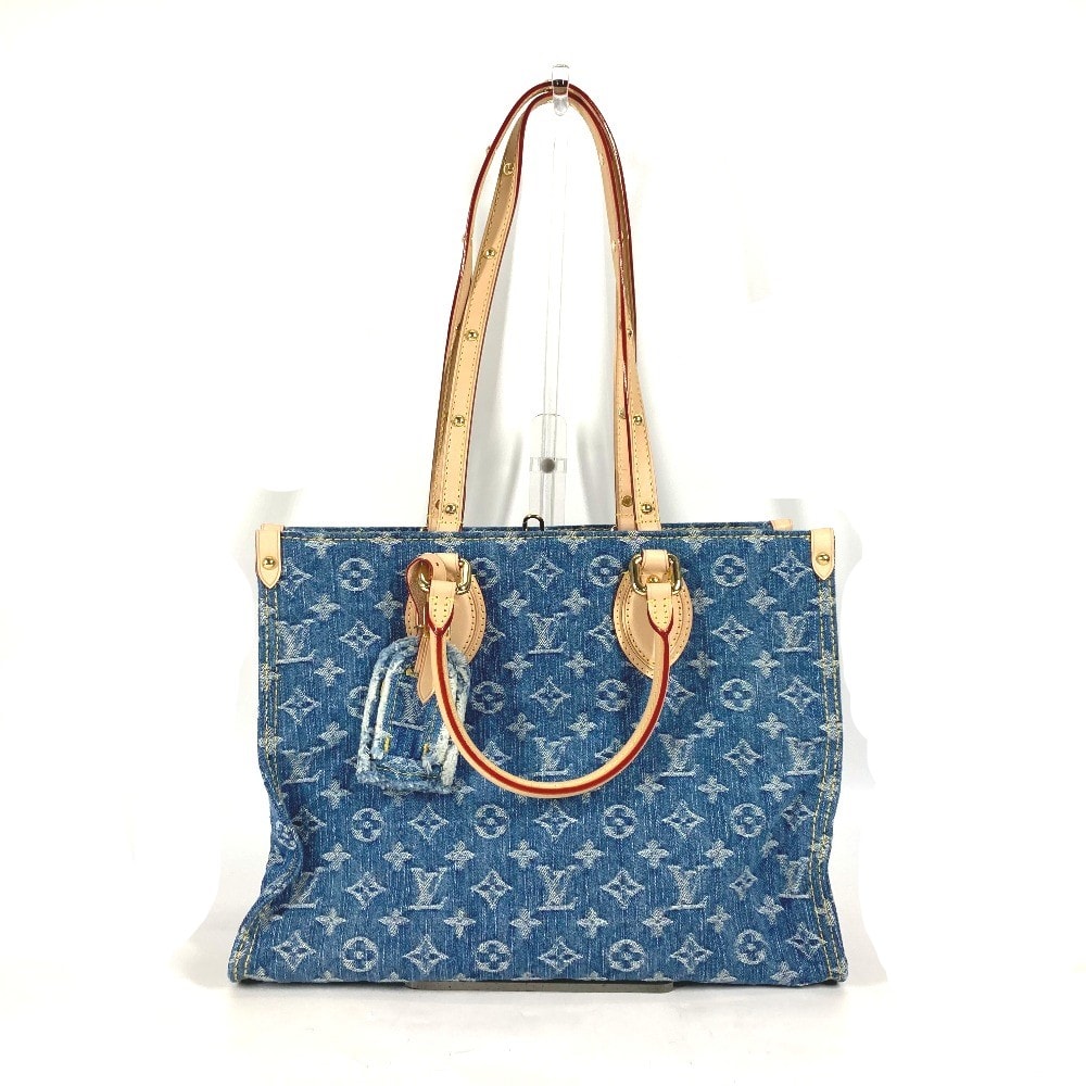 ルイヴィトン LOUIS VUITTON オンザゴー MM M46871 新作 LV リミックス モノグラム デニム ショルダーバッグ 肩掛け 2WAYバッグ トートバッグ モノグラムデニム ブルー 未使用