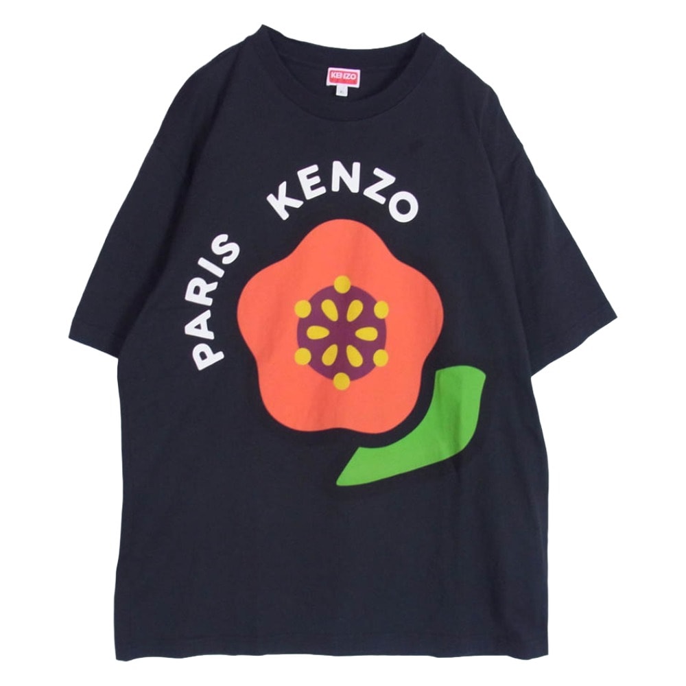 KENZO ケンゾー Tシャツ FF55TS5304SG フラワー ロゴプリント 半袖 Tシャツ カットソー ブラック系 XL【中古】