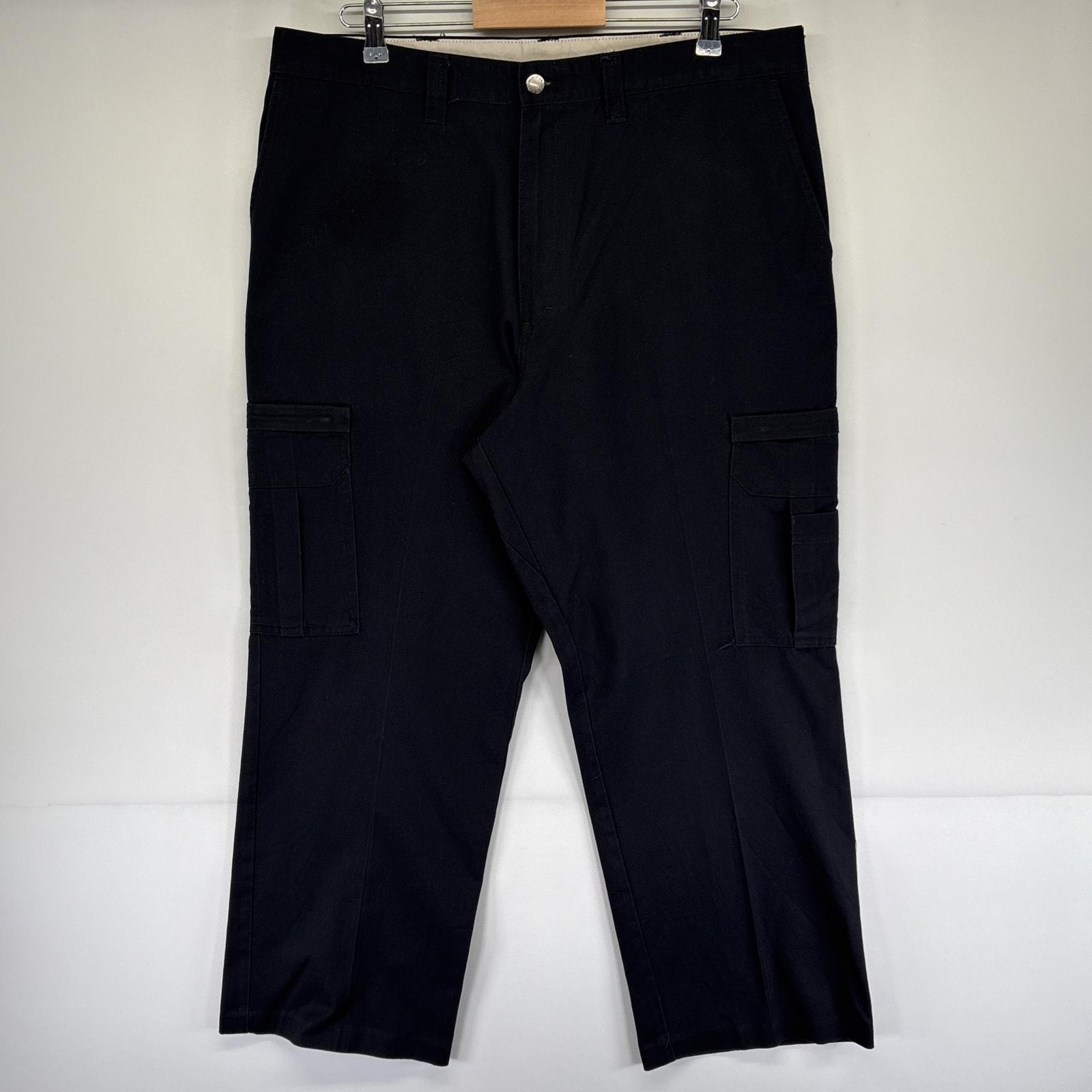 古着 ディッキーズ Dickies ワークパンツ カーゴパンツ サイドポケット ジッパーフライ ワンポイントロゴ w38 L30  ブラック メンズ