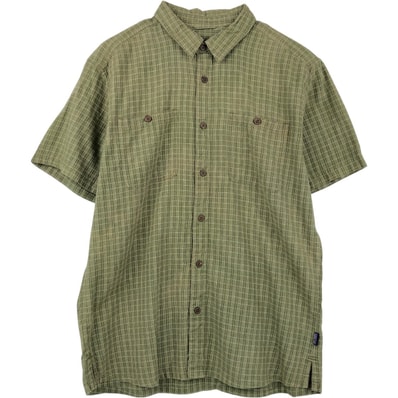 古着 パタゴニア Patagonia マイグレーションヘンプシャツ 53138SP13 チェック柄 半袖 オーガニックコットン×ヘンプシャツ ボックスシャツ メンズL相当/eaa660743