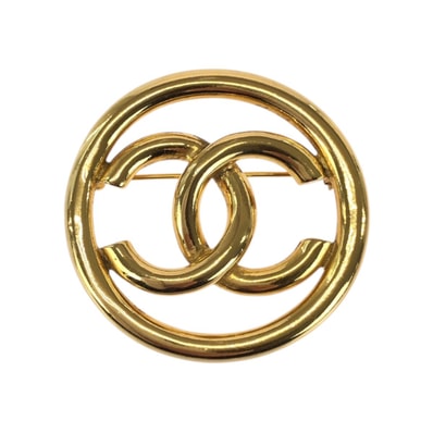 美品 CHANEL シャネル ヴィンテージ ココマーク ゴールド メッキ ブローチ 93P刻印 601437 【中古】