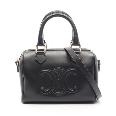 セリーヌ CELINE スモール ボストン キュイル トリオンフ ハンドバッグ バッグ レザー レディース ブラック系 113773DU3.38NO 【中古】