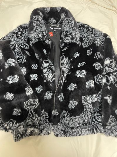 Supreme Bandana Faux Fur Bomber Jacket "Black"