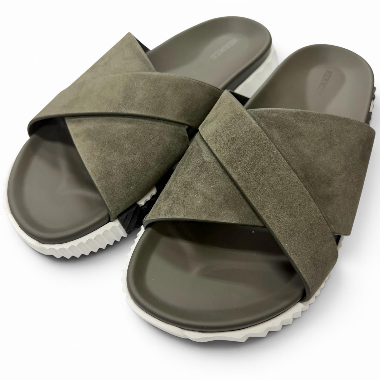美品 エルメス サンダル インフラ カーキ メンズ 42