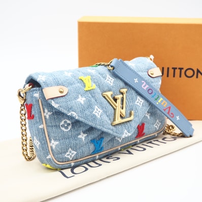極美品 LOUIS VUITTON ルイ・ヴィトン モノグラム デニム ニューウェーブ ポシェット M67531 2wayショルダーバッグ マルチカラー デニム レザー レディース