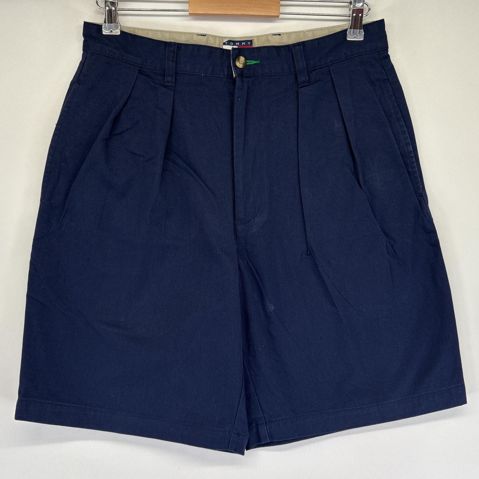 古着 トミーヒルフィガー TOMMY HILFIGER ショートパンツ チノパン ワンポイントロゴ 半ズボン ハーフパンツ 短パン w32 ネイビー メンズ