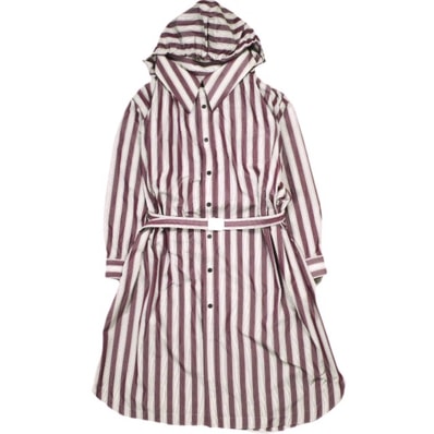 TOGA トーガ 23AW 日本製 STRIPED TAFFETA DRESS ストライプタフタドレス TA32-FH026 36 PURPLE シャツ ワンピース フード コート トップス g24314
