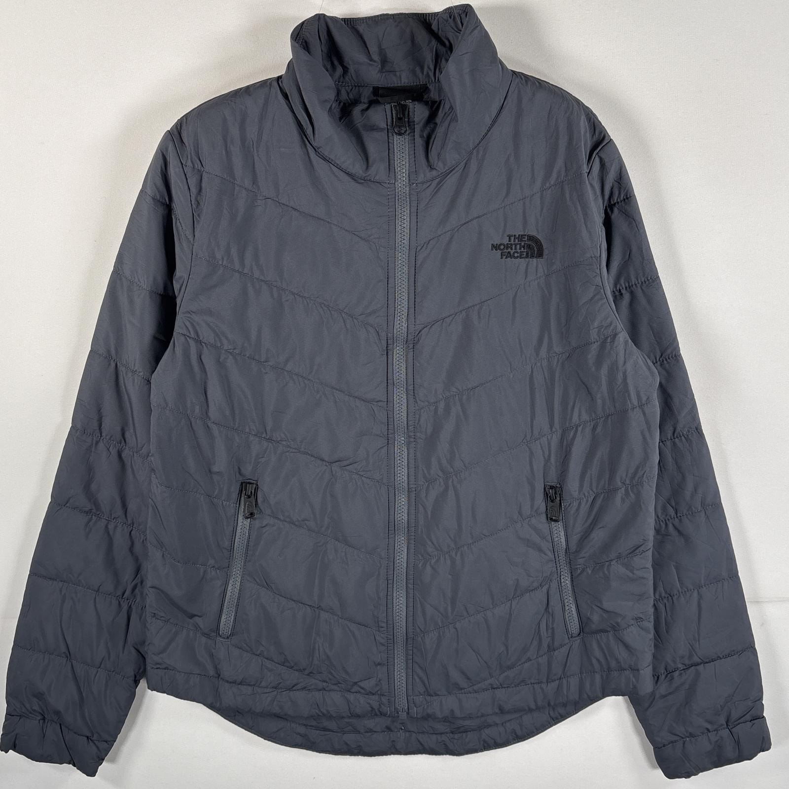 古着 ザ・ノースフェイス THE NORTH FACE 中綿ナイロンジャケット ブルゾン ワンポイントロゴ刺繍 S ライトグレー レディース