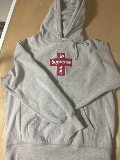 Supreme Cross Box Logo Hooded Sweatshirt "Grey"