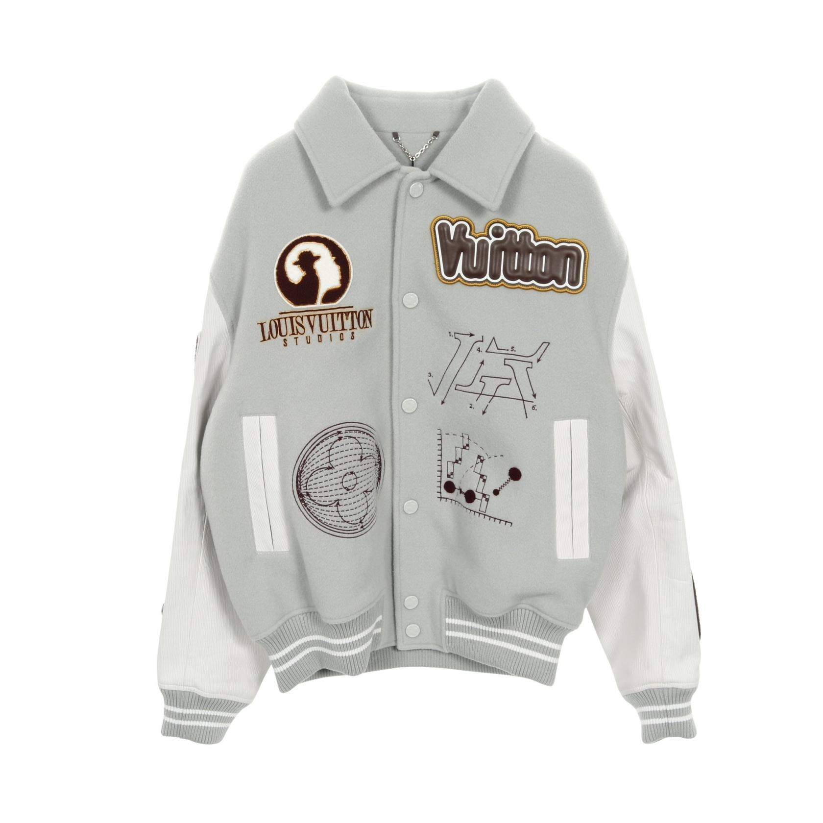 ルイ・ヴィトン LOUIS VUITTON バーシティ ブルゾン 衣料品 アウター ウール レザー メンズ グリーン系 / グレー系 1ABZJP 【中古】