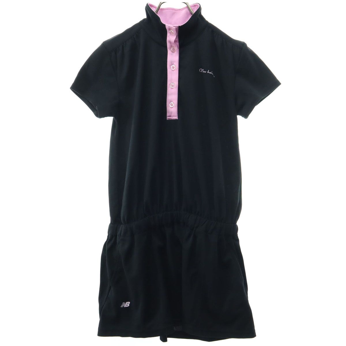 美品 NEW BALANCE ニューバランス フレンチスリーブ ミニワンピース S ブラック スポーツウェア