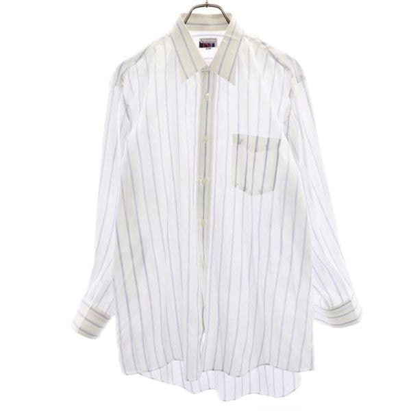 Burberrys バーバリーズ 90s リネンブレンド ストライプ 長袖 シャツ 42 ホワイト系