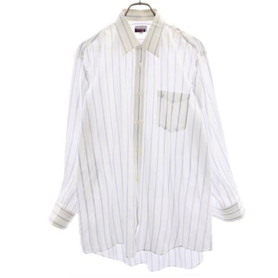 Burberrys バーバリーズ 90s リネンブレンド ストライプ 長袖 シャツ 42 ホワイト系