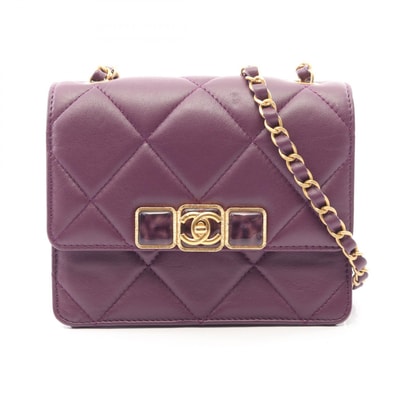 シャネル CHANEL ミニマトラッセ ショルダーバッグ バッグ ラムスキン(羊革) レディース パープル系 AS3391 【中古】