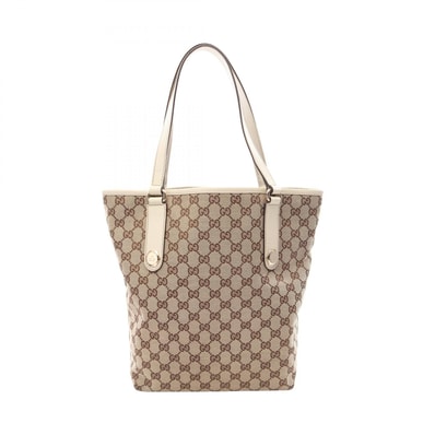 グッチ GUCCI GGキャンバス トートバッグ バッグ キャンバス レザー レディース ベージュ系 / ホワイト系 153009 【中古】