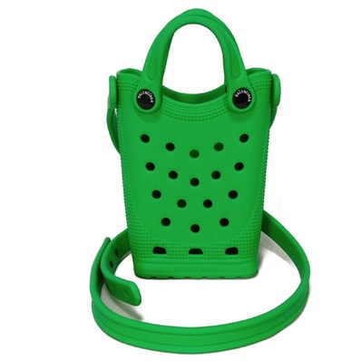 BALENCIAGA バレンシアガ クロックス フォンホルダー パンチング ポシェット クロスボディ ロゴ ラバー グリーン ショルダーバッグ 702264