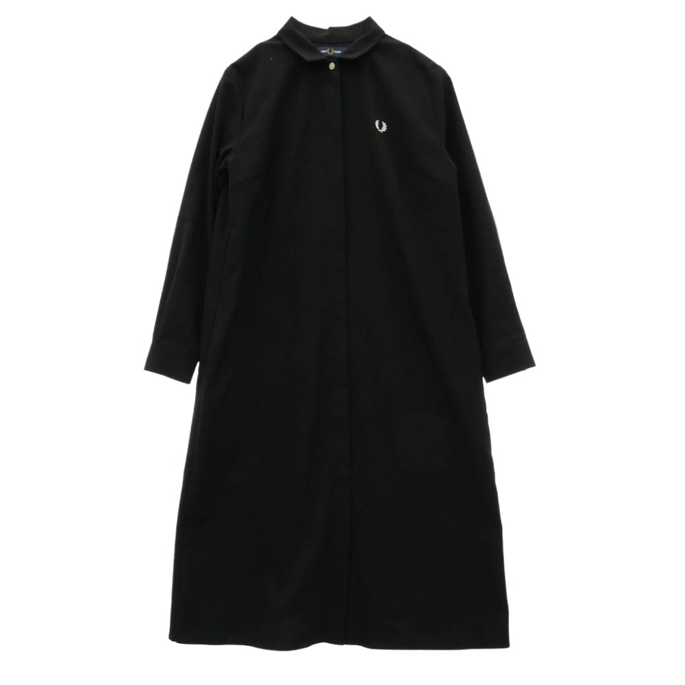 FRED PERRY 프레드 페리 플리츠 롱 슬리브 롱 셔츠 드레스 블랙 UK10 [중고]