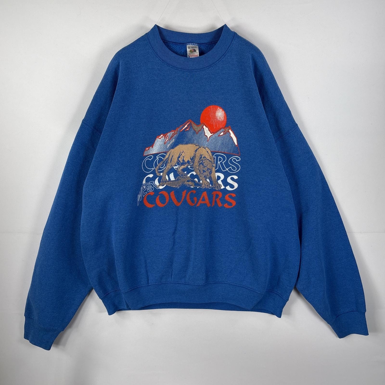 古着 80's/80年代 ヴィンテージ フルーツオブザルーム FRUIT OF THE LOOM USA製 スウェット ラバープリント 裏起毛 14041  ブルー メンズ