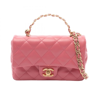 シャネル CHANEL マトラッセ スモール トップハンドル 2WAY ショルダーバッグ バッグ ラムスキン(羊革) レディース ピンク系 【中古】
