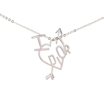 ディオール I LOVE DIOR ハートアロー チェーン ペンダント ネックレス シルバー メタル レディース Dior 【中古】