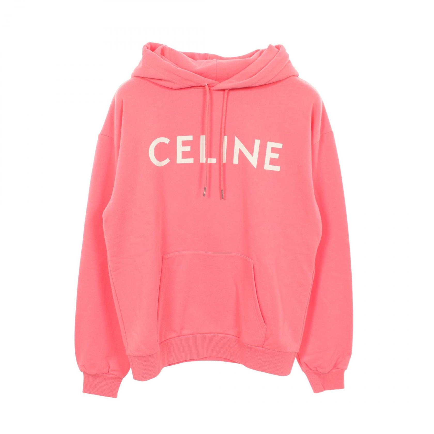 セリーヌ CELINE コットンフリース フーディ パーカー 衣料品 トップス コットン メンズ ピンク系 2Y321670Q 【中古】