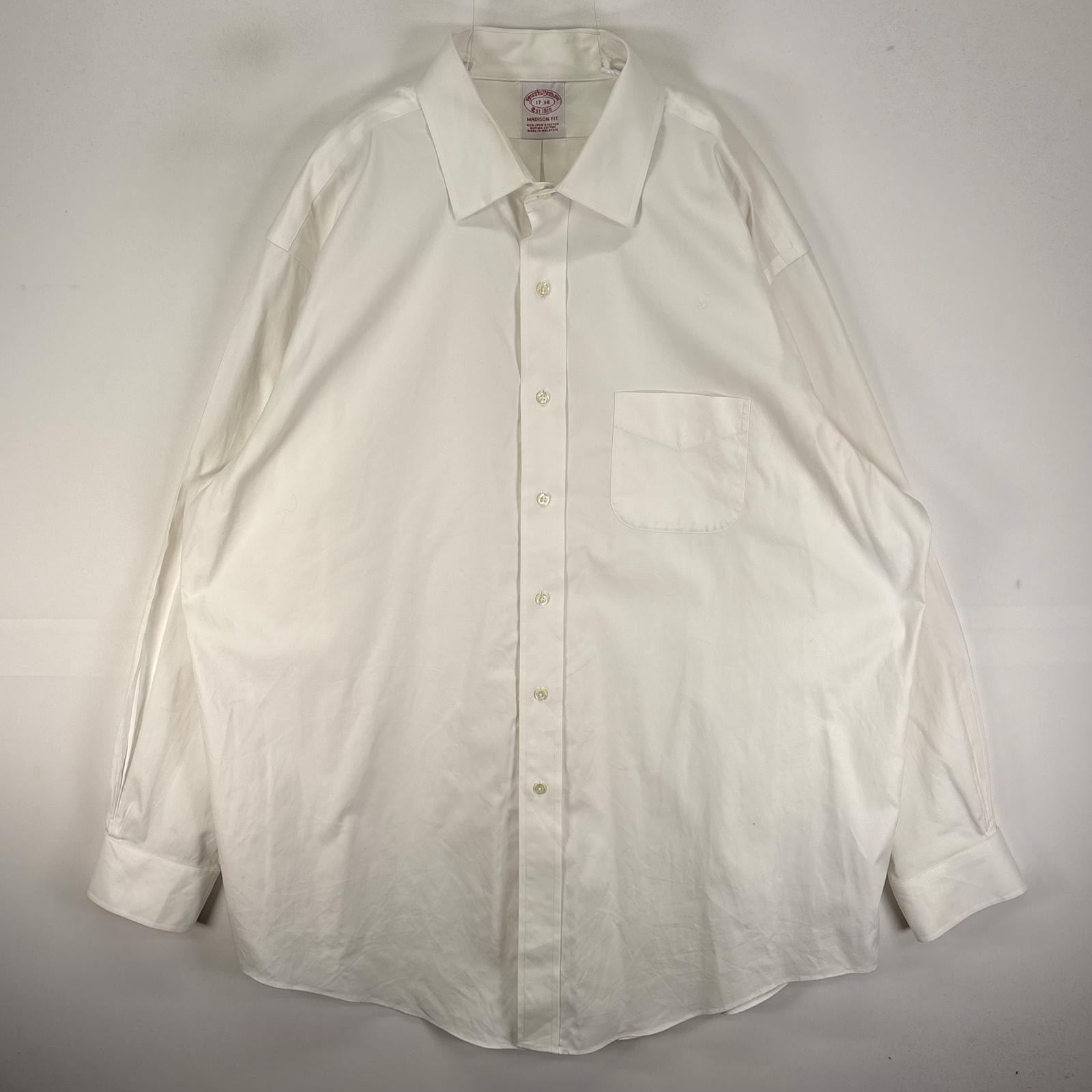 古着 ブルックスブラザーズ Brooks Brothers 長袖シャツ 胸ポケット XL  ホワイト系 無地 メンズ
