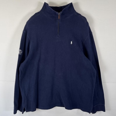 古着 ポロバイラルフローレン Polo by Ralph Lauren ニット ハーフジップ セーター 大きいサイズ トレーナー 14041 ネイビー メンズ