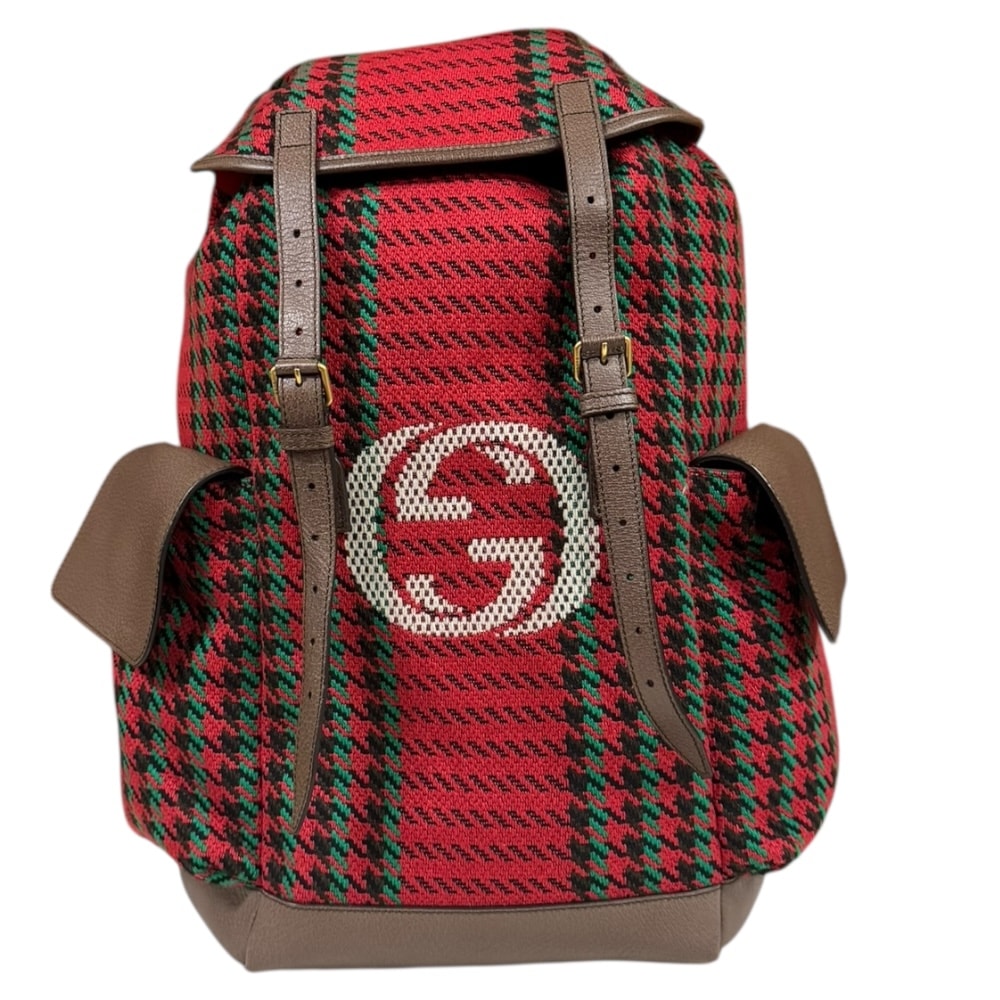 グッチ ハウンドトゥース&ストライプ リュック・デイパック ウール 625939 メンズ GUCCI  中古