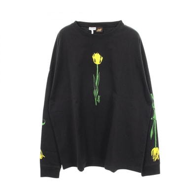 ロエベ LOEWE PAULA'S IBIZA チューリップ 長袖Tシャツ 衣料品 トップス コットン メンズ ブラック系 / イエロー系 / グリーン系 【中古】