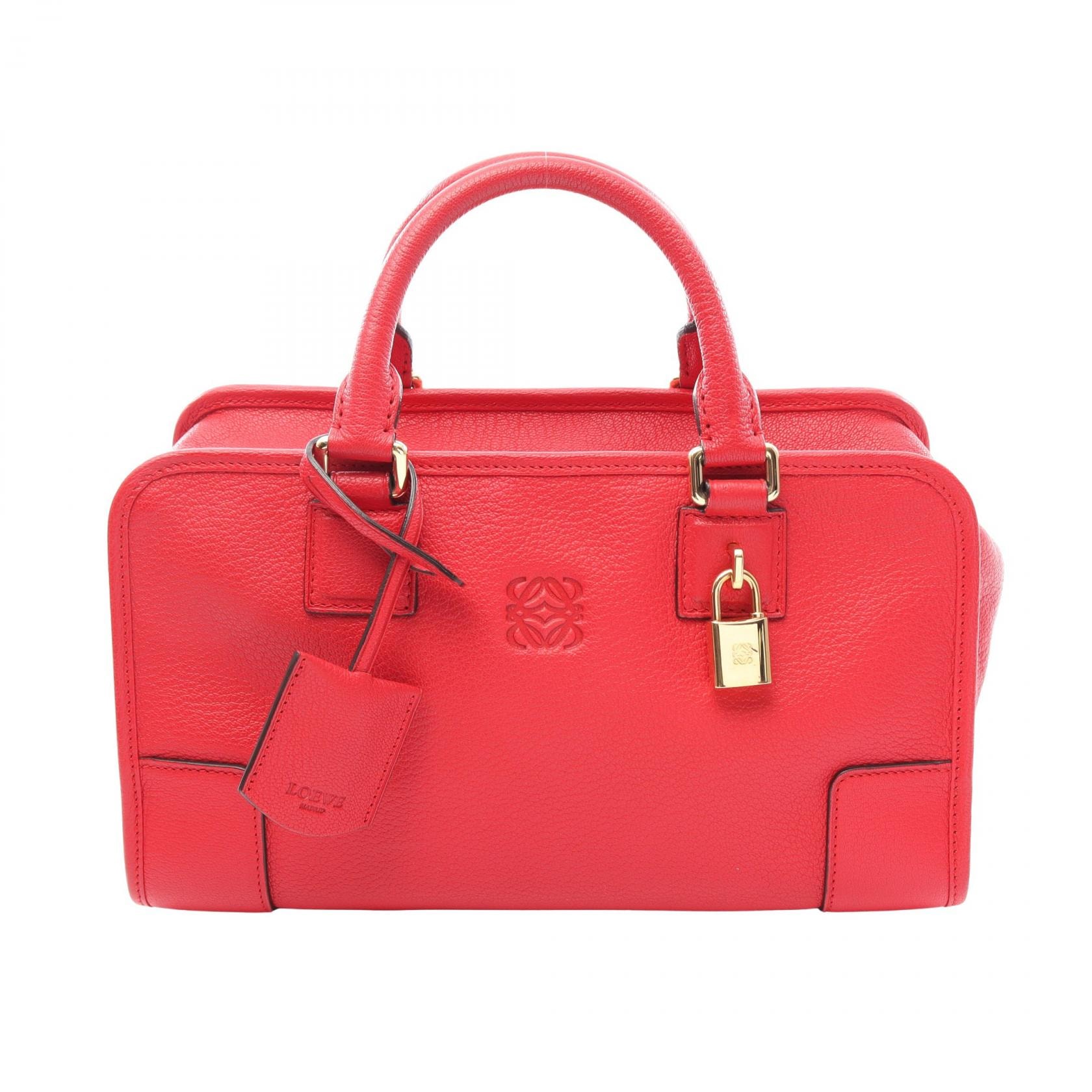 ロエベ LOEWE アマソナ28 ハンドバッグ バッグ レザー レディース レッド系 【中古】