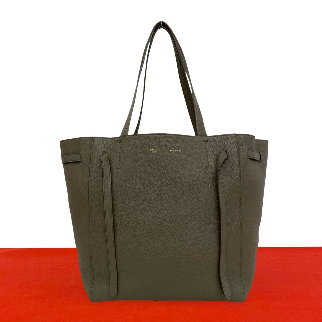 CELINE セリーヌ カバ ファントム スモール レザー トートバッグ ベージュ
 49989