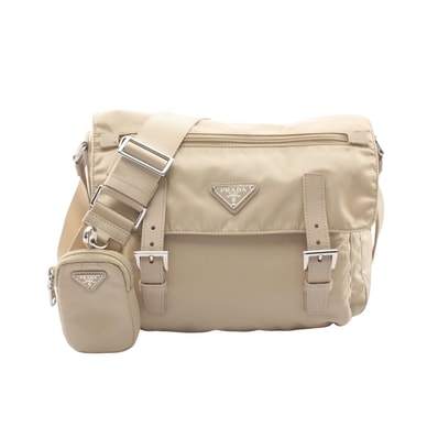 プラダ PRADA VELA ショルダーバッグ バッグ ナイロン サフィアーノレザー レディース ベージュ系 1BD953 【中古】