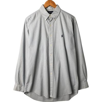 古着 ラルフローレン Ralph Lauren BLAKE シアサッカー 長袖 ボタンダウンストライプシャツ メンズM相当/eaa560821