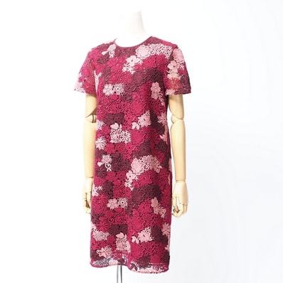 ■美品■BURBERRY バーバリー ワンピース サイズ175/84A 38 フラワーレース 半袖 ブランド古着【中古】20240613/RA0078