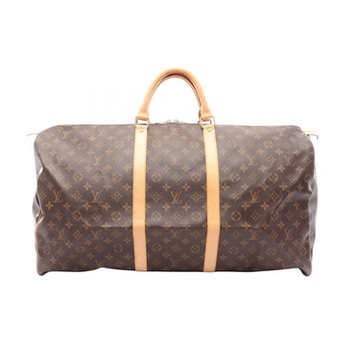 ルイ・ヴィトン LOUIS VUITTON キーポル60 モノグラム ボストンバッグ バッグ PVCコーティングキャンバス レザー モノグラム メンズ レディース ブラウン系 M41422 【中古】