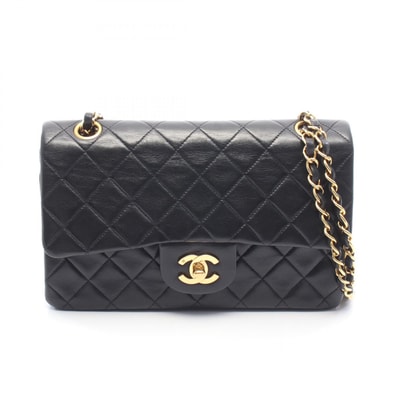シャネル CHANEL マトラッセ Wフラップ ショルダーバッグ バッグ ラムスキン(羊革) レディース ブラック系 【中古】