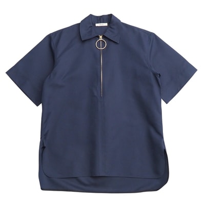 CELINE セリーヌ 半袖シャツ サイズ38 フィービー期 リングジップ ハーフジップ プルオーバー ブランド古着【中古】20251021/RA6380