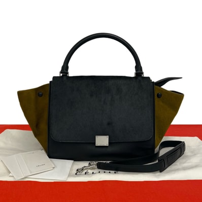CELINE セリーヌ トラペーズ ハラコ レザー ショルダーバッグ ブラック
84439